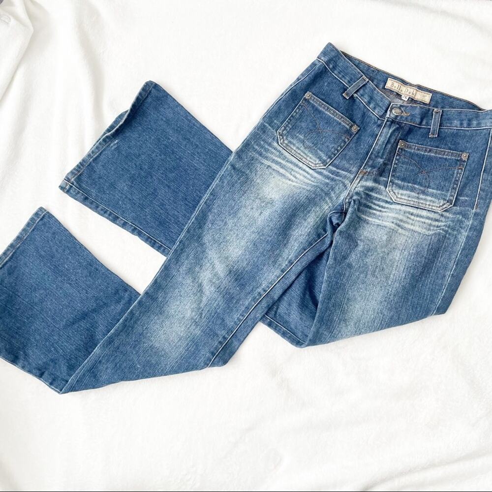Bella Dahl flare jeans blue denim size 26 pocket whiskering washed revolve